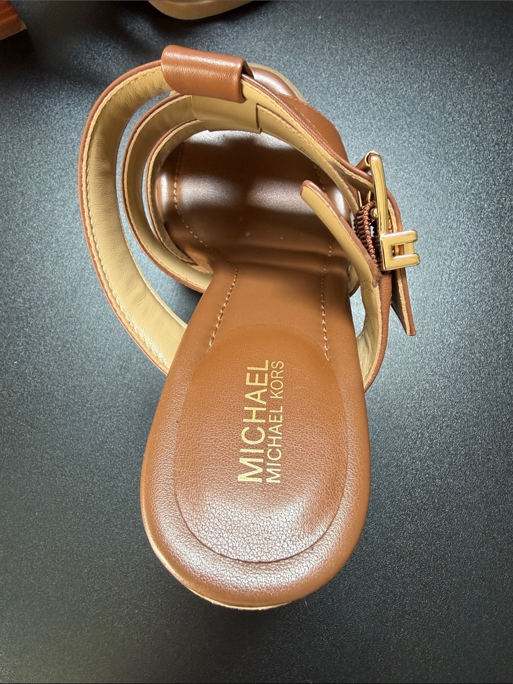 MICHAEL Michael Kors Brown Leather Strappy Block Heel Sandals - Picture 5 of 9